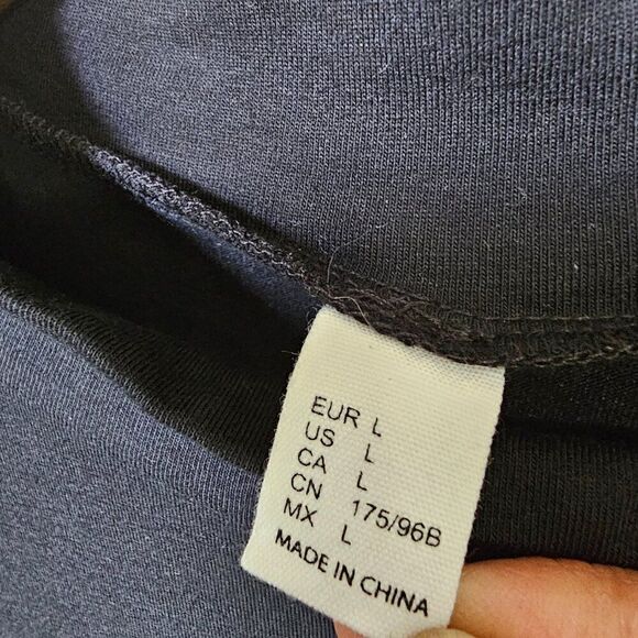 EUC BLACK MINIMALIST MOCK NECK A LINE COTTON BLEND SHIRT DRESS SIZE L - Picture 12 of 13